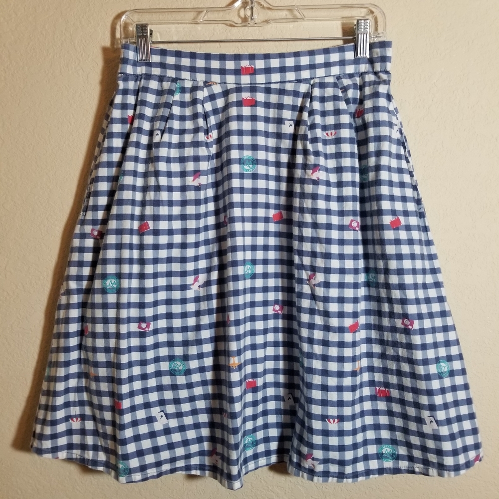 Yumi Travel Novelty Gingham Skater Skirt - Picture 1 of 16
